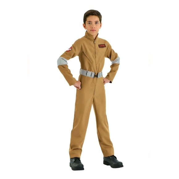 Kids' Ghostbusters Costume With Belt 4 Interchangeable Badges Size Medium - Picture 1 of 2